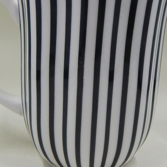 Grace's Teaware Josephine Black and White Stripes Coffee Cup Blue Toile Decal - Picture 11 of 11